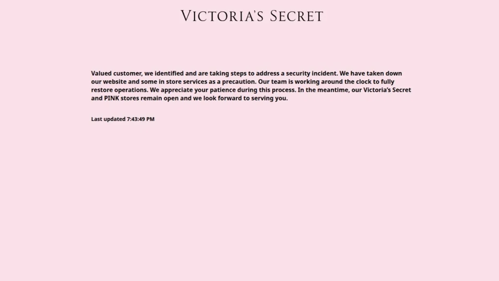 Ataque Tira do AR ServiçoS Web da Victoria's Secret